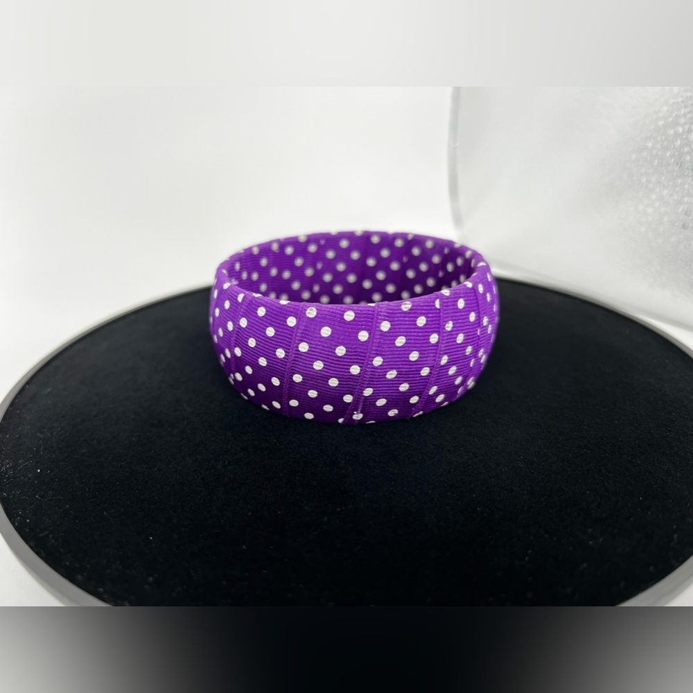 Purple and White Polka Dot Bangle Bracelet